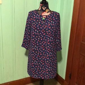 Navy and multicolor shift dress // C&E // Size S